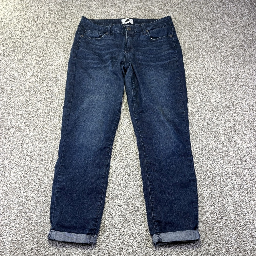 Paige Kylie Crop Jeans Womens 28 Blue Dark Wash Slim Cropped Denim Pants USA
